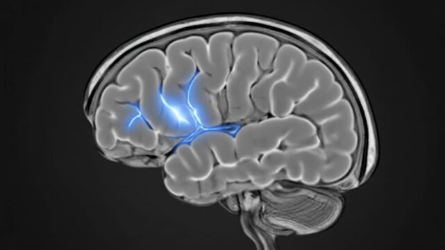 Active Brain CT Scan: Prefrontal Cortex - A detailed CT scan of a human brain showcasing activity in the prefrontal cortex.