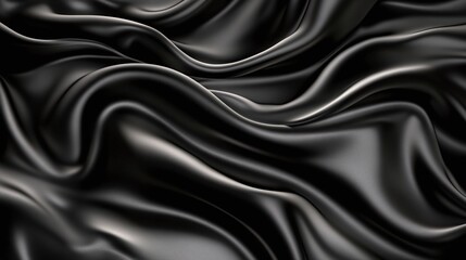 Obraz premium Close-up view of black satin fabric folds.