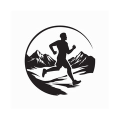 Cross country running logo vector design featuring a silhouette of a runner