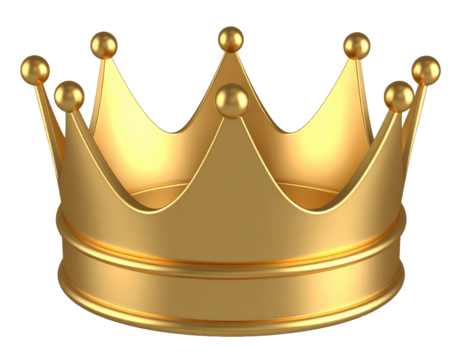 Simple elegant golden crown PNG with flat design and transparent background. - Powered by Adobe