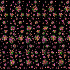 Floral and geometrical embroidery pattern design for digital and textile print on fabric.