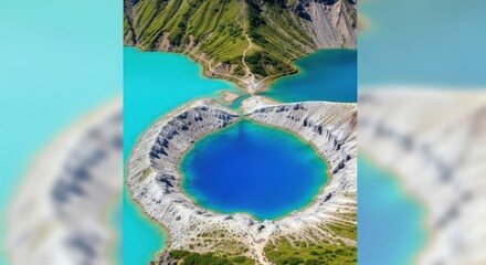 Fototapeta premium Stunning Turquoise Lakes Formed by Volcanic Caldera