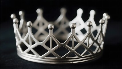 Silver Crown with Geometric Design on Dark Background