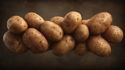 A cluster of freshly harvested, earthy-toned tubers, tightly grouped against a dark backdrop