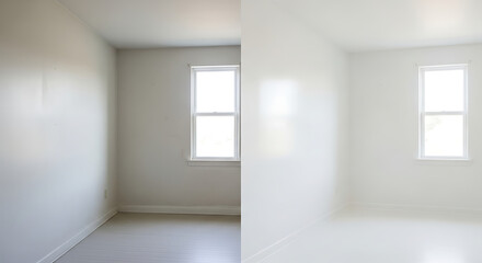 Obraz premium This clear and effective side-by-side comparison highlights the dramatic difference new paint makes in a room. 
