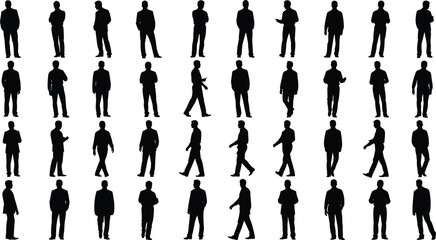 Silhouette, people, standing, walking, posture, gesture, movement, lifestyle, activity, casual, leisure, human, motion, vector, illustration, design, art, body, pose, scene