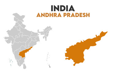Fototapeta premium Andhra Pradesh Outline map, Indian states, suitable for education, business, presentations, print, web use, and creative geographic projects. Indian union territory.
