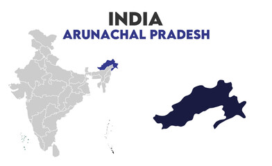 Obraz premium Arunachal Pradesh Outline map, Indian states, suitable for education, business, presentations, print, web use, and creative geographic projects. Indian union territory.