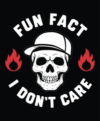 Fototapeta premium Skull wearing cap with flames and text white
