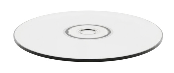 Single Blank White CD or DVD Disk cutout isolated on transparent bg, png