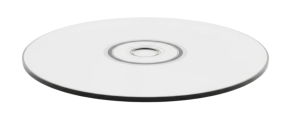 Single Blank White CD or DVD Disk cutout isolated on transparent bg, png