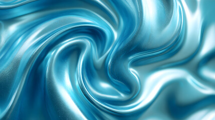 Vibrant Abstract Swirl of Glossy Blue and Turquoise Liquid with Silky Smooth Texture