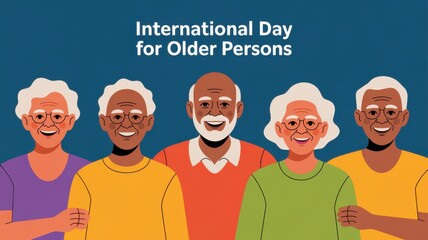 Diverse group of smiling older adults celebrating international day for older persons