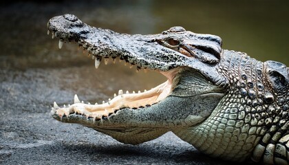 Fototapeta premium a crocodile with its mouth open