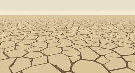 Cracked earth in arid land with dust haze behind for environmental issues use