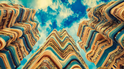 Obraz premium Organic Futuristic Skyscrapers with Nature and Curved Design
