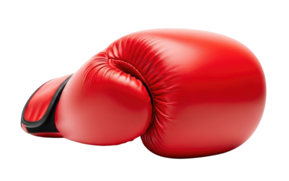 Pair of Red Boxing Gloves Facing Each Other cutout isolated on transparent bg, png