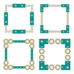 Turquoise pearl frame. Decorative border vector. Round corner pattern. Minimal abstract shape.