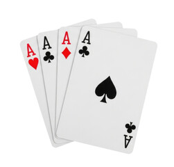 Four Aces Playing Cards Spread Out cutout isolated on transparent bg, png