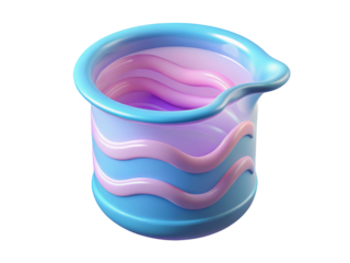 Abstract blue and pink ceramic container with wavy design modern decorative pot interior decor object 3d illustration isolated on transparent background