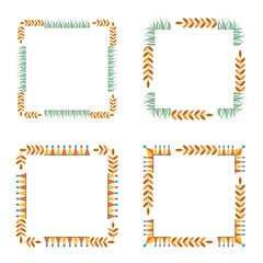 Obraz premium Filmstrip floral frame. Red outline flowers. Movie themed border. Square shaped layout.