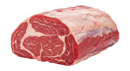 Raw Uncooked Beef Roast with Marbling cutout isolated on transparent bg, png