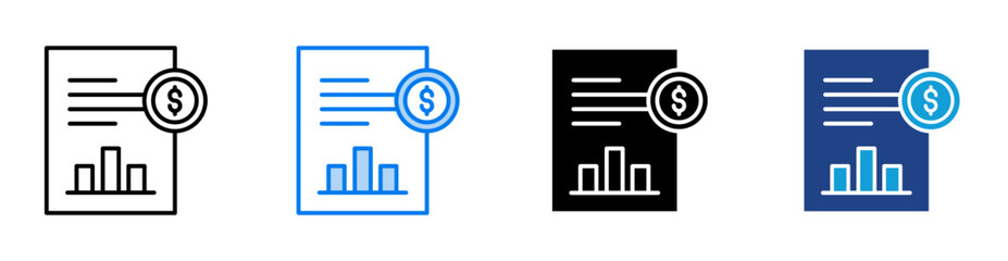 budget icon set multiple style collection