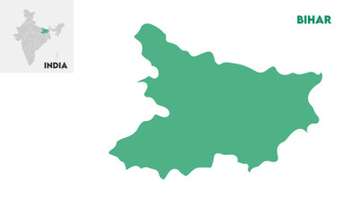 Bihar map, Indian states, suitable for education, business, presentations, print, web use, and creative geographic projects. Indian union territory.