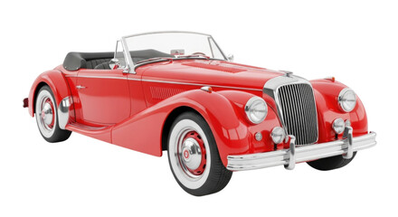 Classic Vintage Red Sports Car Convertible cutout isolated on transparent bg, png