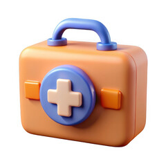 Fototapeta premium 3d cartoon first aid kit with blue cross emblem