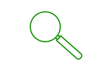 green magnifying glass isolated on white