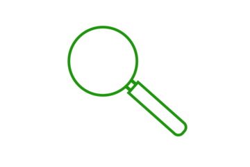 green magnifying glass isolated on white