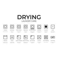 Laundry drying care symbols collection