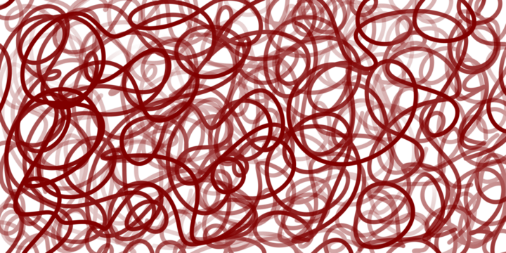 swirling red lines on a black background. The lines vary slightly in thickness and create a complex, interwoven pattern that fills the entire frame. 