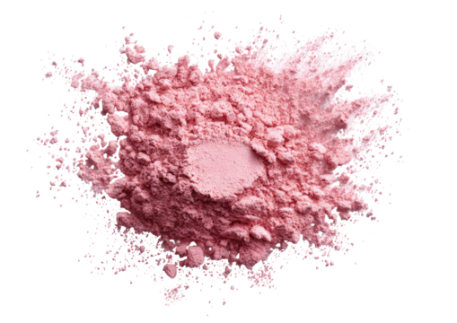 Pink powder spills in a splatter pattern