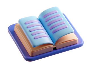 Cute 3d rendered open book illustration for education and learning materials design creative work high quality 3d illustration isolated on transparent background