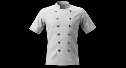 White Short-Sleeved Chef Jacket on Black Background