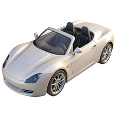 3d white convertible sports car isolated on transparent background