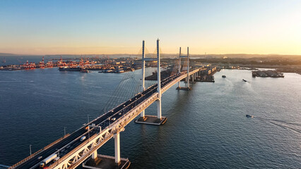 Drone aerial photography of highways and bridges