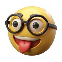 Naklejka premium 3d goofy emoji with glasses and tongue out