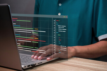 A man working on computer as Computer programmer, Software engineer or Software development