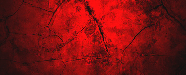 Background of cracked red wall perfect for abstract designs, grunge themes, or textured backgrounds in graphic design projects and presentations.
