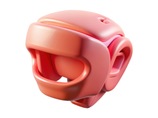 Modern pink boxing headgear protects head during sparring match training session for fighters 3d illustration isolated on transparent background