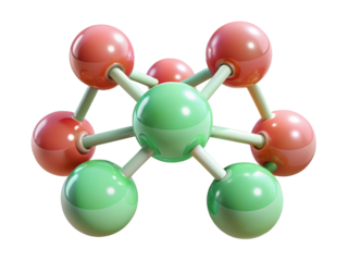 Molecular structure model complex molecule atomic bonds science education chemistry research medical visualization 3d illustration isolated on transparent background