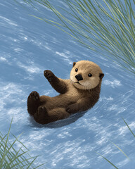 An otter floating on the water