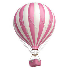 Fototapeta premium Vibrant pink and white striped hot air balloon ready for adventure in the sky transparent background