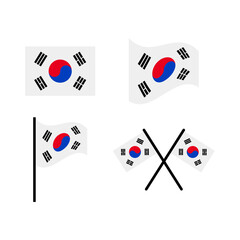 Korean Taegeukgi Flag Icons – Flat, Wave, Pole & Crossed