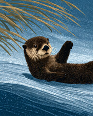 An otter floating on the water