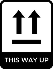This way up icon. Package orientation symbol. Fragile goods protection sign. Vector illustration. With Label Glyph Icon