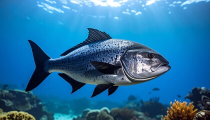 Fototapeta premium Underwater shot of a fish in coral reef
